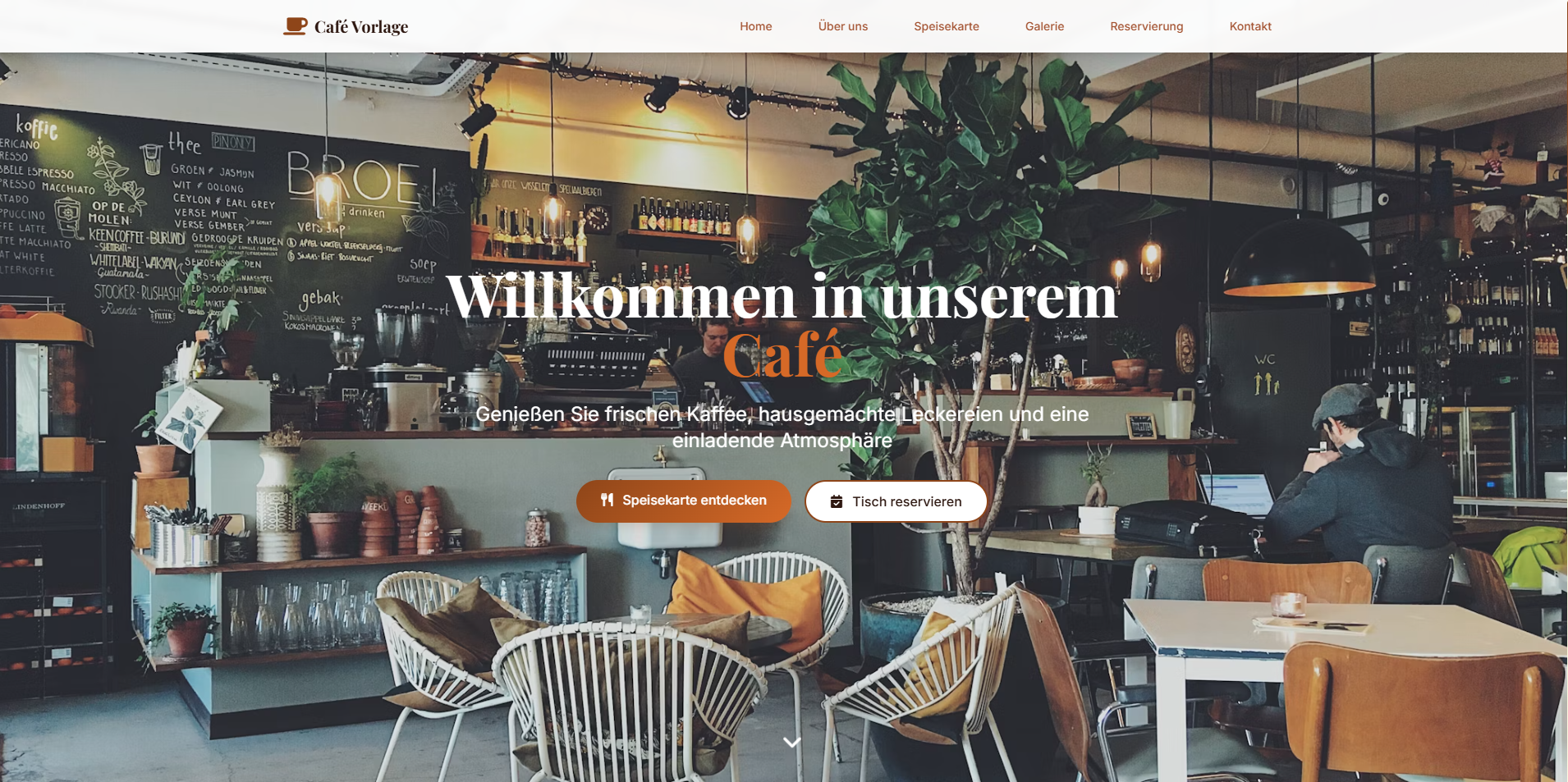 Café Beispiel Website Screenshot